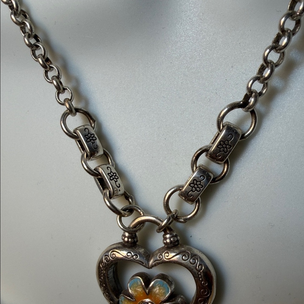 Brighton Heart Pendant Necklace with Flower Design 150 - Picture 4 of 7